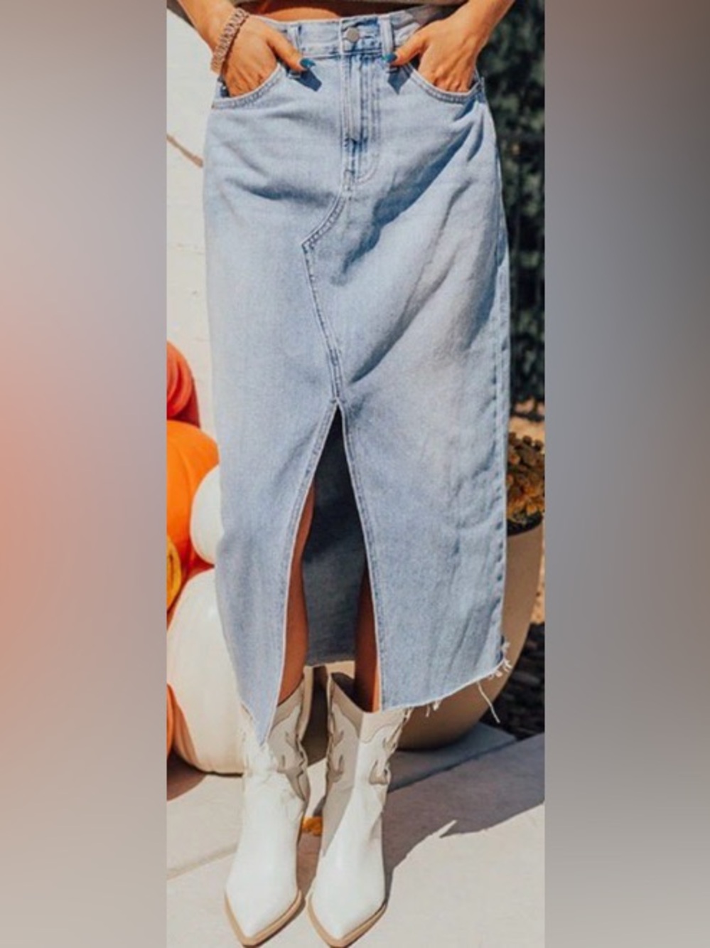 Just USA The Avianna High Waist Light Blue Denim Maxi Skirt - Size Small